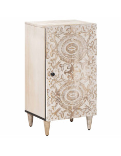 Credenza Bianco 40 x 33,5 x 75 cm Legno di mango massello