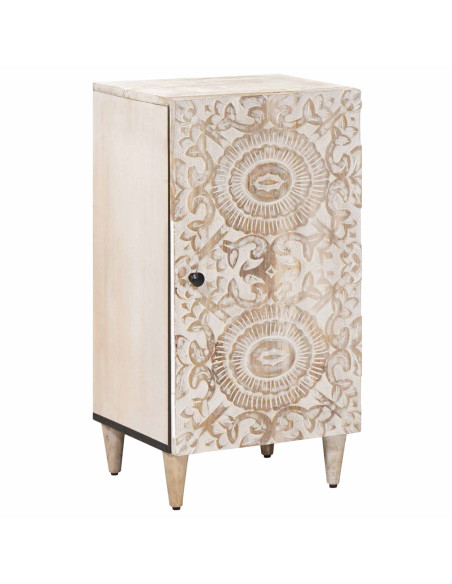 Credenza Bianco 40 x 33,5 x 75 cm Legno di mango massello