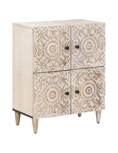 Credenza Bianco 60 x 33,5 x 75 cm Legno di mango massello