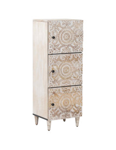 Mobile Alto Bianco 40 x 33,5 x 110 cm Legno di mango massello