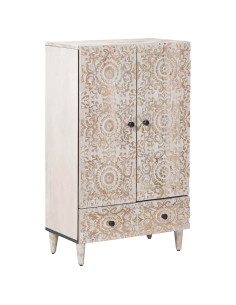 Mobile Alto Bianco 60 x 33,5 x 100 cm Legno di mango massello