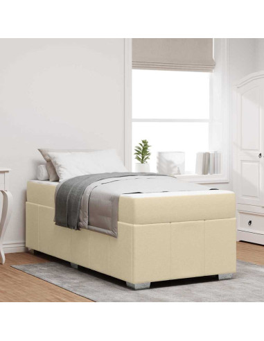 Struttura del letto con materasso Crema 90 x 200 cm Tessuto