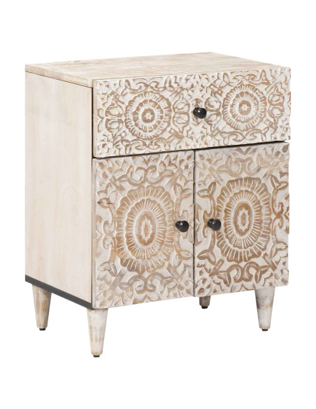 Mobiletto da Letto con cassetto Bianco 50 x 33 x 60 cm