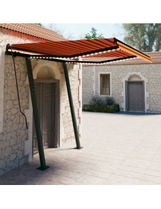 Tenda Automatica Sensore Vento LED 3,5x2,5m Arancio Marrone