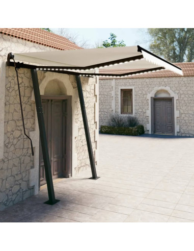 Tenda da Sole Automatica Sensore Vento e LED 3,5x2,5 cm Crema