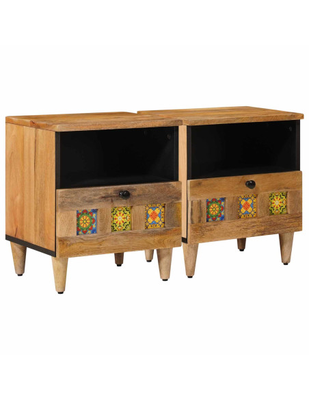 Armadio da Notte con cassetto 2 pcs Naturale 40 x 33 x 46 cm