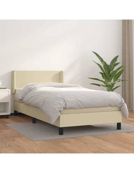 Giroletto a Molle con Materasso Crema 90x190 cm in Similpelle