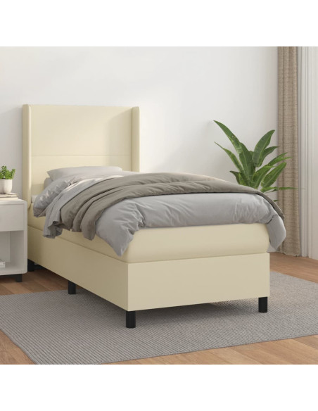 Giroletto a Molle con Materasso Crema 80x200 cm in Similpelle