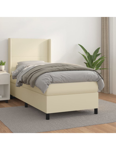 Giroletto a Molle con Materasso Crema 90x190 cm in Similpelle