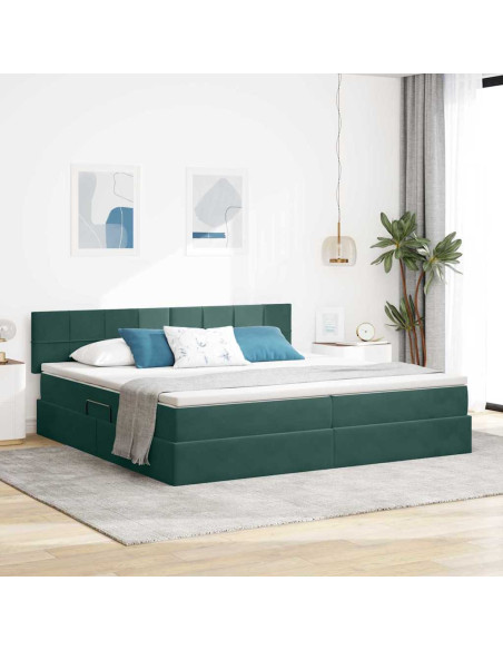 Letto con Contenitore Verde Scuro 200 x 200 cm Velluto