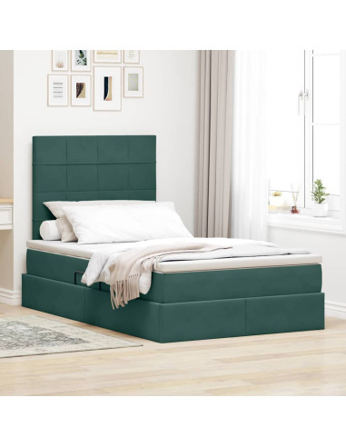 Letto con contenitore e materasso Verde Scuro 120 x 190 cm
