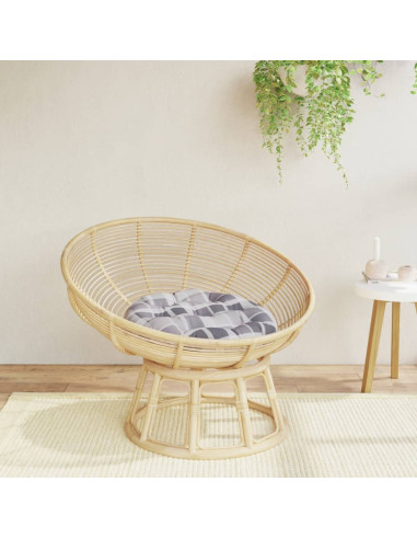 Cuscino Rotondo Grigio Motivo a Quadri Ø 60x11cm Tessuto Oxford