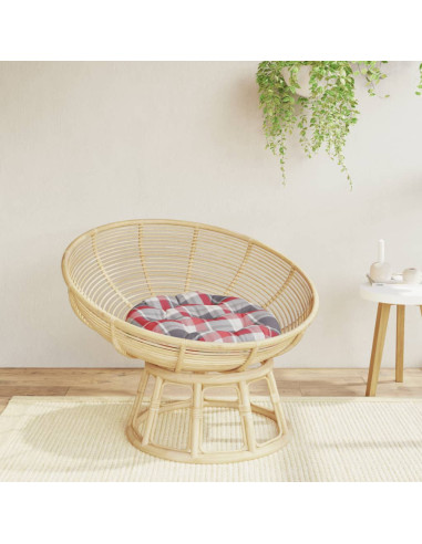 Cuscino Rotondo Rosso Motivo a Quadri Ø 60x11 cm Tessuto Oxford