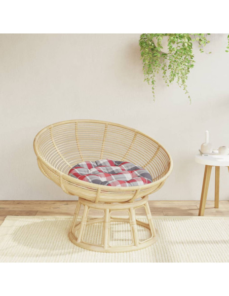 Cuscino Rotondo Rosso Motivo a Quadri Ø 60x11 cm Tessuto Oxford