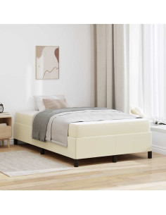 Struttura del letto con materasso Crema 120 x 200 cm Tessuto