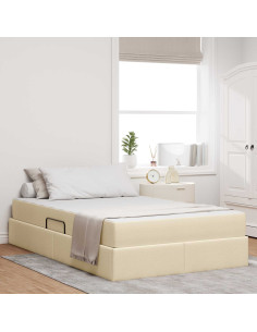 Letto con contenitore e materasso Crema 120 x 190 cm Poliestere