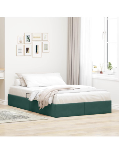Letto con Contenitore Verde Scuro 120 x 200 cm Velluto