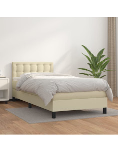 Giroletto a Molle con Materasso Crema 80x200 cm in Similpelle