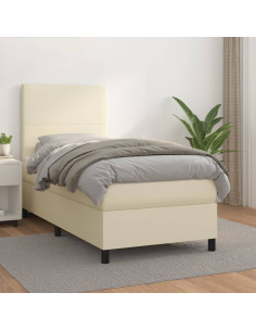 Giroletto a Molle con Materasso Crema 80x200 cm in Similpelle