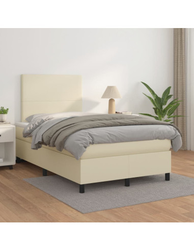 Giroletto a Molle con Materasso Crema 120x200 cm in Similpelle