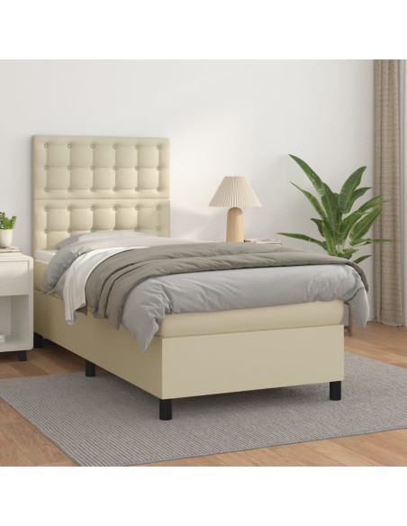 Giroletto a Molle con Materasso Crema 90x190 cm in Similpelle