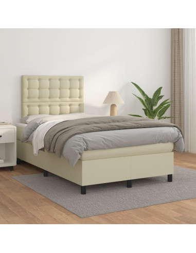 Giroletto a Molle con Materasso Crema 120x200 cm in Similpelle