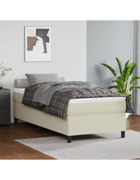 Giroletto a Molle con Materasso Crema 90x190 cm in Similpelle