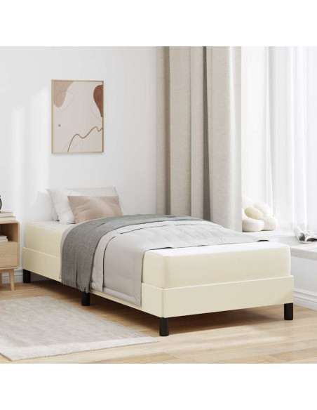 Struttura del letto con materasso Crema 90 x 190 cm Tessuto