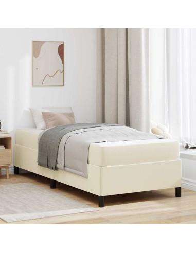 Struttura del letto con materasso Crema 90 x 190 cm Tessuto