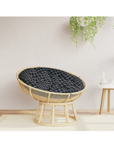 Cuscino Rotondo Nero Motivo a Quadri Ø 100x11 cm Tessuto Oxford