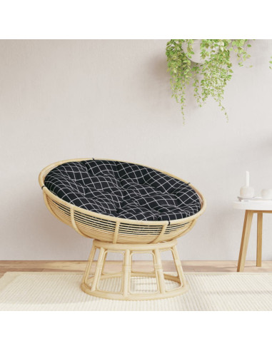 Cuscino Rotondo Nero Motivo a Quadri Ø 100x11 cm Tessuto Oxford