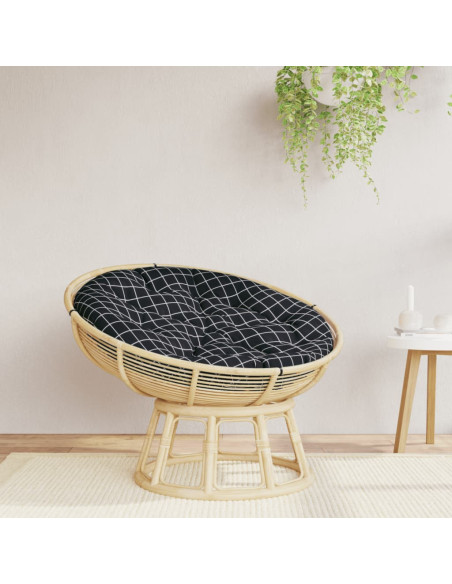 Cuscino Rotondo Nero Motivo a Quadri Ø 100x11 cm Tessuto Oxford