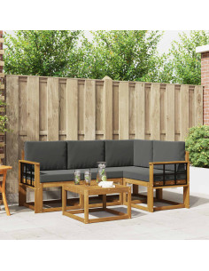 Set di divani da esterno con cuscino 5 pcs Naturale e Antracite