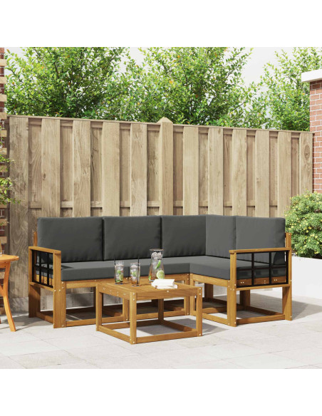 Set di divani da esterno con cuscino 5 pcs Naturale e Antracite