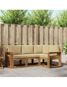 Set di divani da esterno con cuscino 4 pcs Naturale e Beige