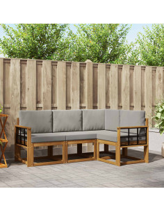 Set di divani da esterno 4 pcs Grigio Naturale e Chiaro