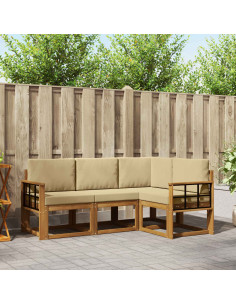 Set di divani da esterno con cuscino 4 pcs Naturale e Beige