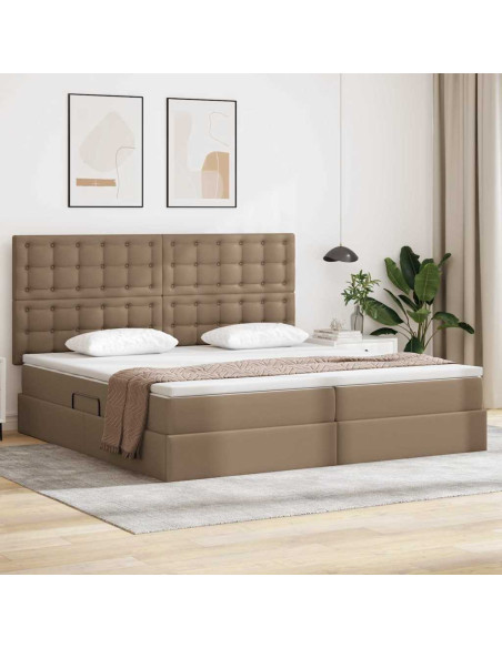 Letto con contenitore e LED con led Cappuccino 200 x 200 cm
