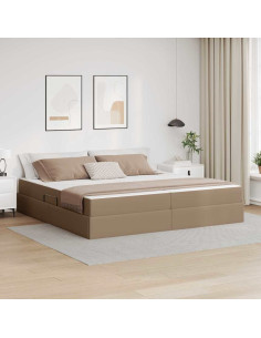 Letto con contenitore e materasso 2 pcs Cappuccino Pelle