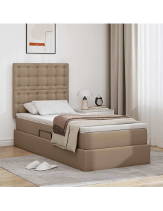 Letto con Contenitore Cappuccino 100 x 200 cm Pelle Sintetica
