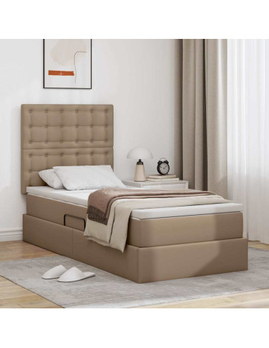 Letto con contenitore e LED con led Cappuccino 100 x 200 cm