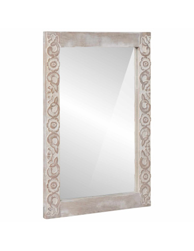 Specchio da bagno Bianco 50 x 70 x 3 cm Legno di mango massello