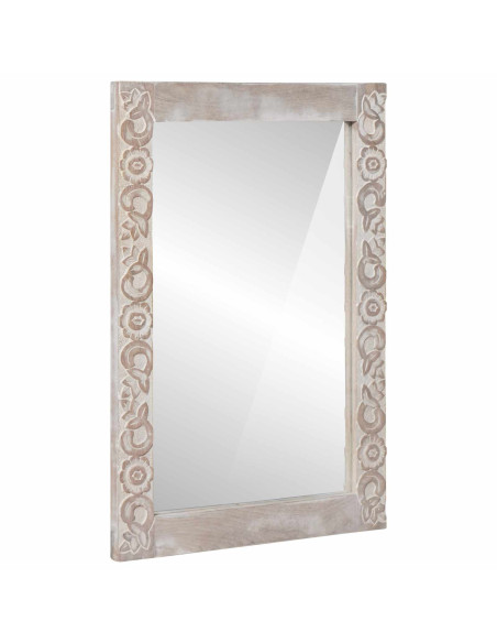 Specchio da bagno Bianco 50 x 70 x 3 cm Legno di mango massello