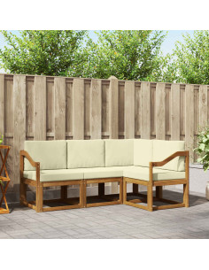 Set di divani da esterno con cuscino 4 pcs Naturale e Crema