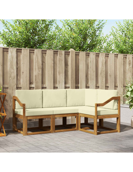 Set di divani da esterno con cuscino 4 pcs Naturale e Crema
