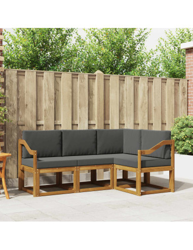 Set di divani da esterno con cuscino 4 pcs Naturale e Antracite