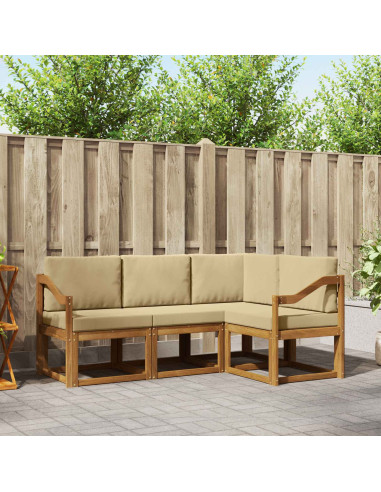 Set di divani da esterno con cuscino 4 pcs Naturale e Beige