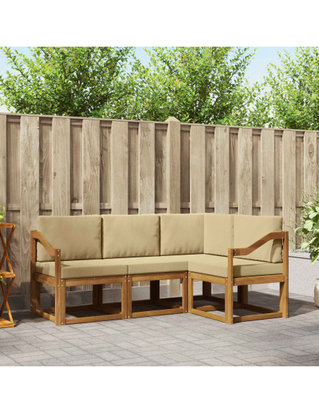 Set di divani da esterno con cuscino 4 pcs Naturale e Beige