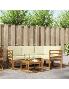 Set di divani da esterno con cuscino 5 pcs Naturale e Crema