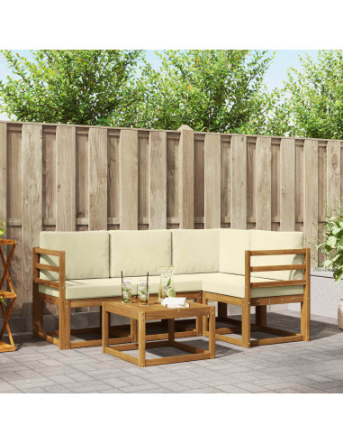 Set di divani da esterno con cuscino 5 pcs Naturale e Crema